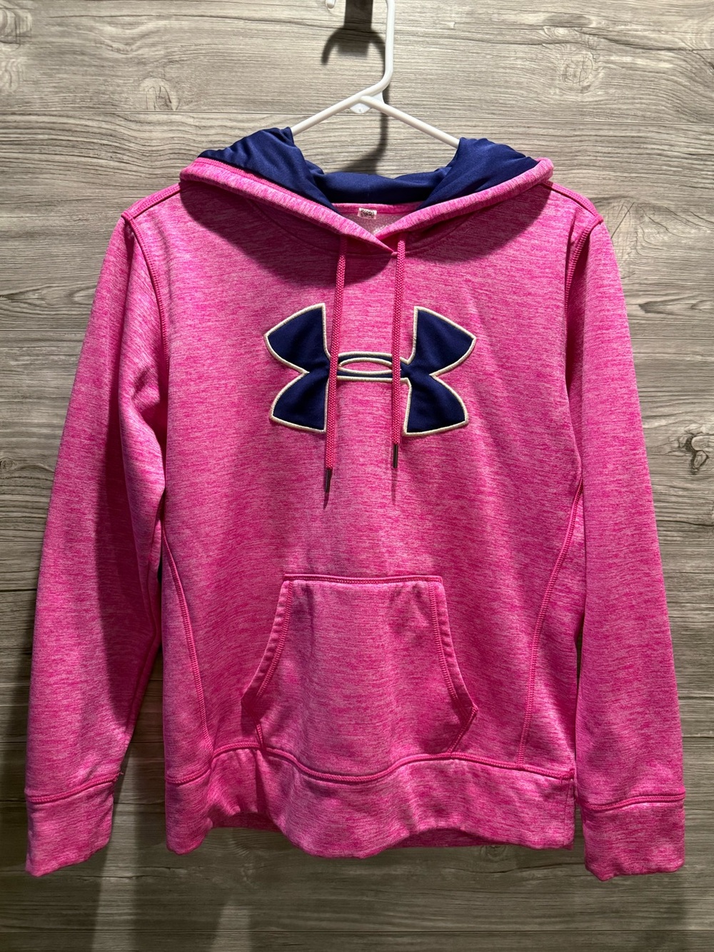 Under Armour Hot Pink Hoodie with Navy Logo Size Small